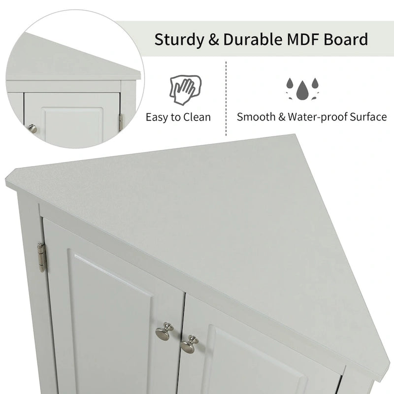 Triangle Bathroom Storage Cabinet with Adjustable Shelves,Freestanding Floor Cabinet for Home Kitchen
