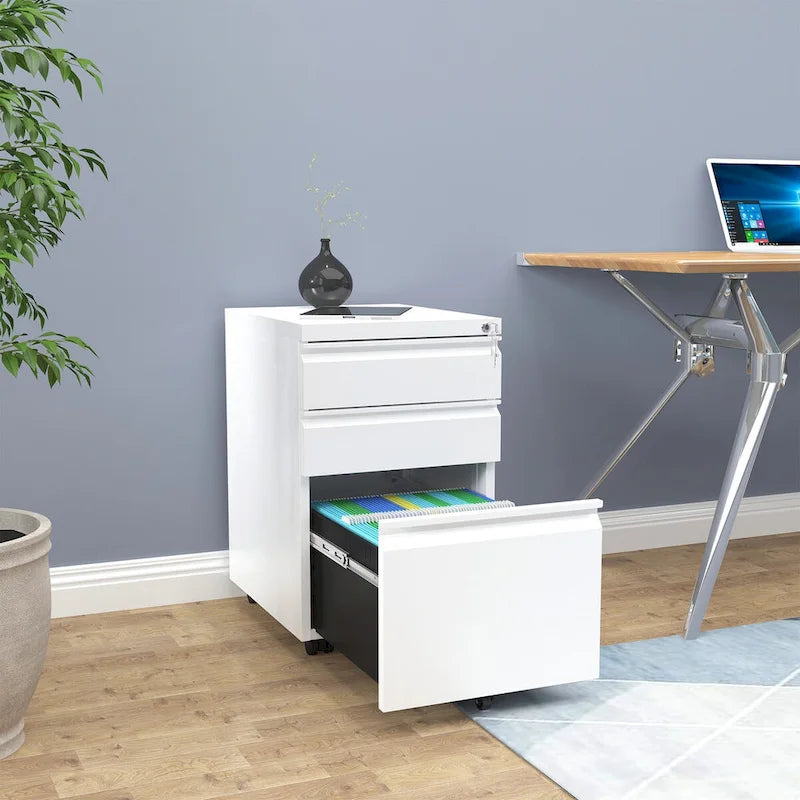 Modern 2/3-Drawer Locking Rolling Wheeled Steel File Cabinet