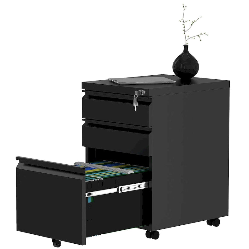Modern 2/3-Drawer Locking Rolling Wheeled Steel File Cabinet