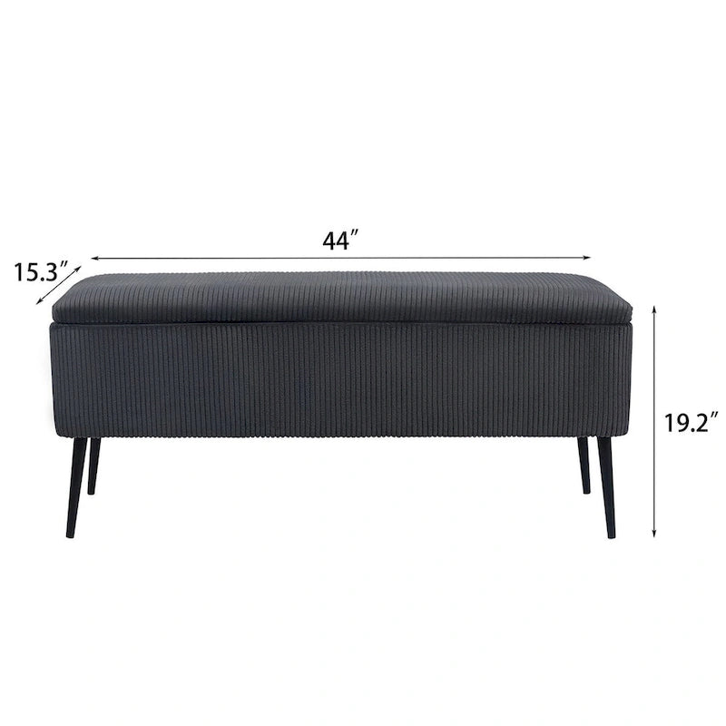Adeco Upholstered Velvet Storage Bench 44 Inches Bed End Bench
