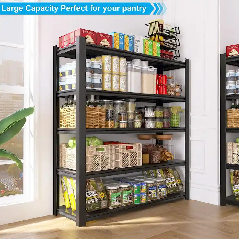 83.86 Inch Tall Black Metal Shelves with 5 Removable Dividers Are High Capacity and Load Bearing for Garages
