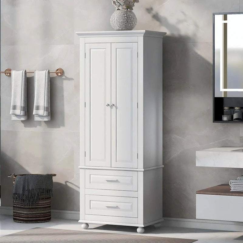 Tall Storage Cabinet with Two Drawers