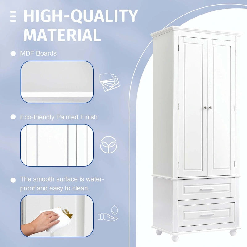 Tall Storage Cabinet with Two Drawers