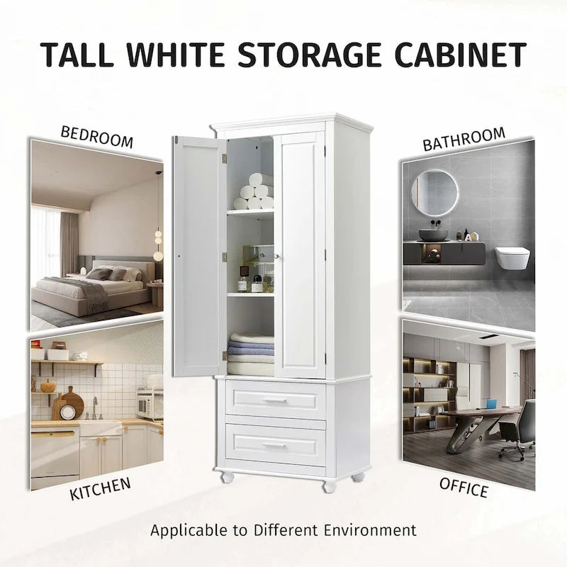 Tall Storage Cabinet with Two Drawers