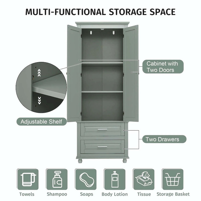Tall Storage Cabinet with Two Drawers
