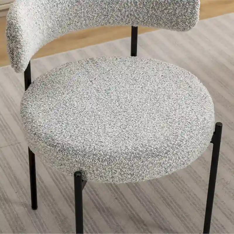 Durban 5-Piece Round Dining Set, Trestle Dining Table with 4 Boucle Chairs for Breakfast Nook, Kitchen, Living Room