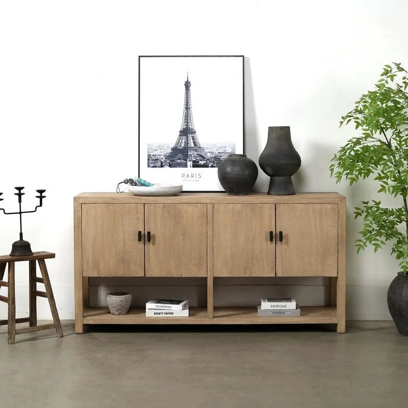 Approx.67 Inches Long Four Doors Sideboard with Shelf Weathered Natural