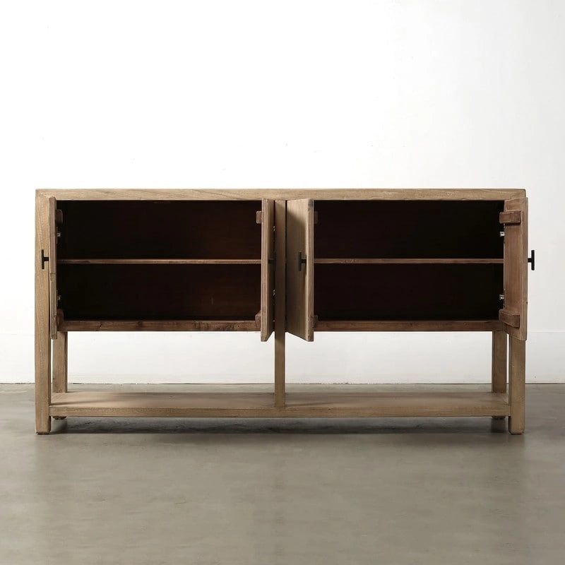Approx.67 Inches Long Four Doors Sideboard with Shelf Weathered Natural